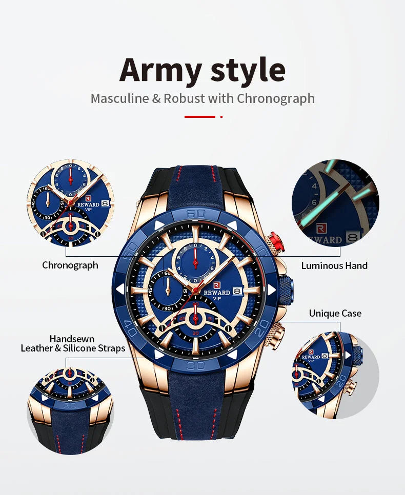 Looking for a stylish and functional watch that can keep up with your active lifestyle? Look no further than our Reward Vip watch RD83013M Sport quartz watch!