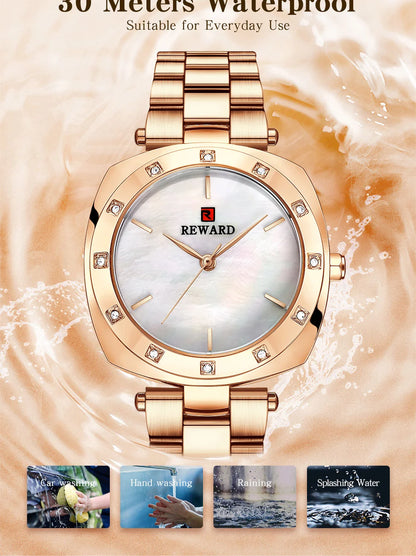 The Reward Custom OEM Japanese Quartz Movement Stylish Women Watch is the best brand for luxury fashion ladies wristwatches. With Japanese quartz movement and a sleek and elegant design, it's both accurate and stylish.