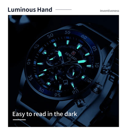 REWARD watches men wrist sport waterproof Luxury brand Silicone Band Quartz Wristwatch Male Watches Fashion Watch Man