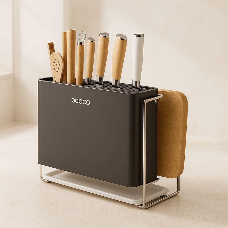حامل سكاكين وأدوات مطبخ فاخر من ECOCO مع لوح تقطيع | منظم عصري لسطح المطبخ