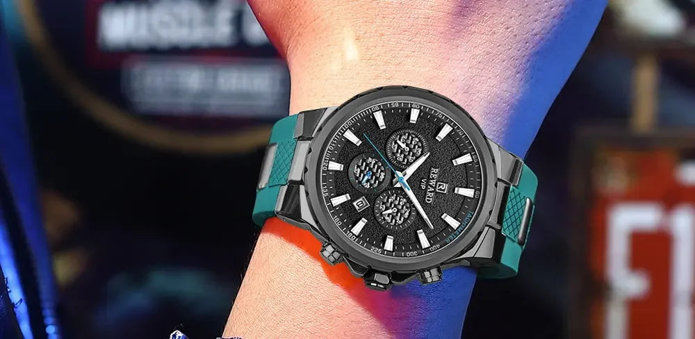 REWARD Watch for Men Casual Sport Quartz Watch Waterproof Three Eyes Fashion Men's Wristwatches