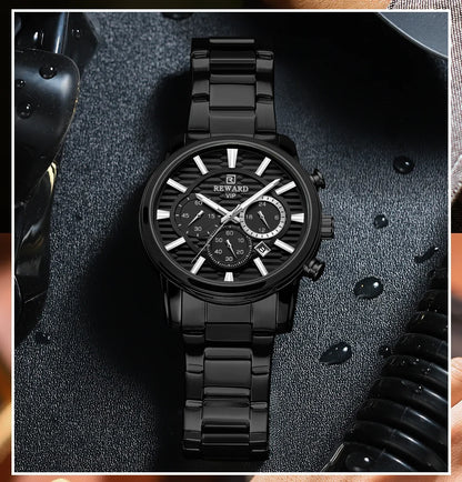 REWARD Fashion Mens Watch Wholesale Price Stainless Steel Waterproof Calendar Wristwatches Male Reloj Reward