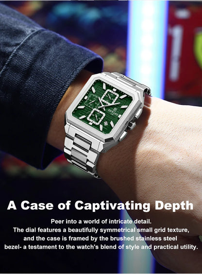 REWARD New Watch for Men High Quality Polishing Double Layered Case Square Chronograph Casual Quartz Watches Men Luxury