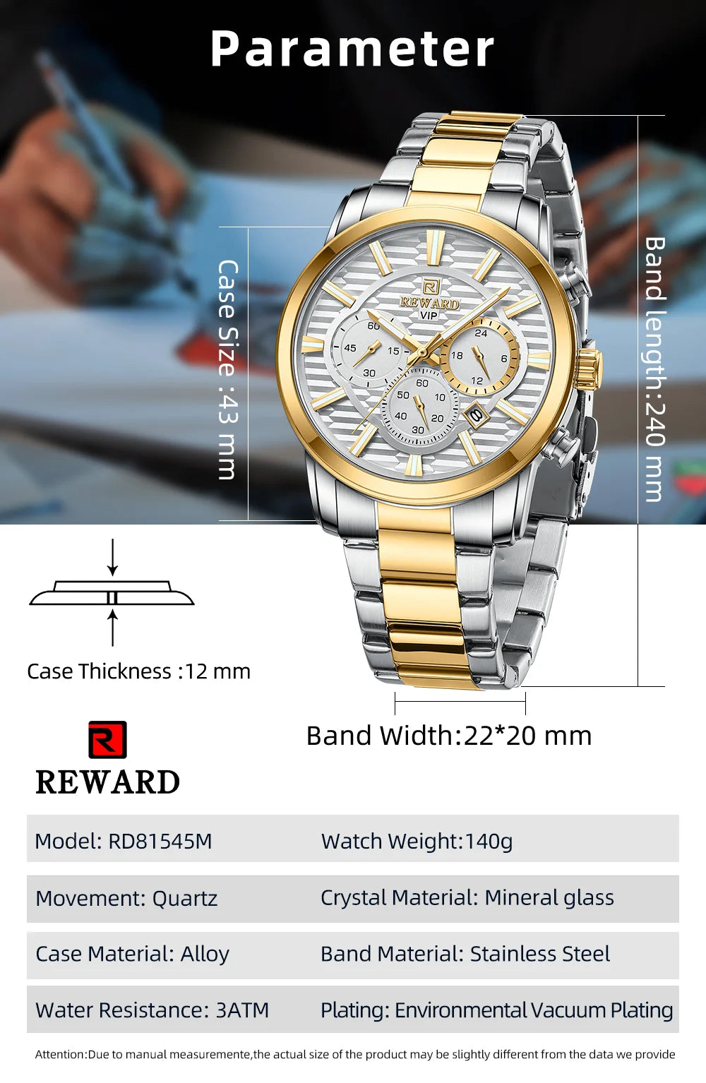 REWARD Fashion Mens Watch Wholesale Price Stainless Steel Waterproof Calendar Wristwatches Male Reloj Reward