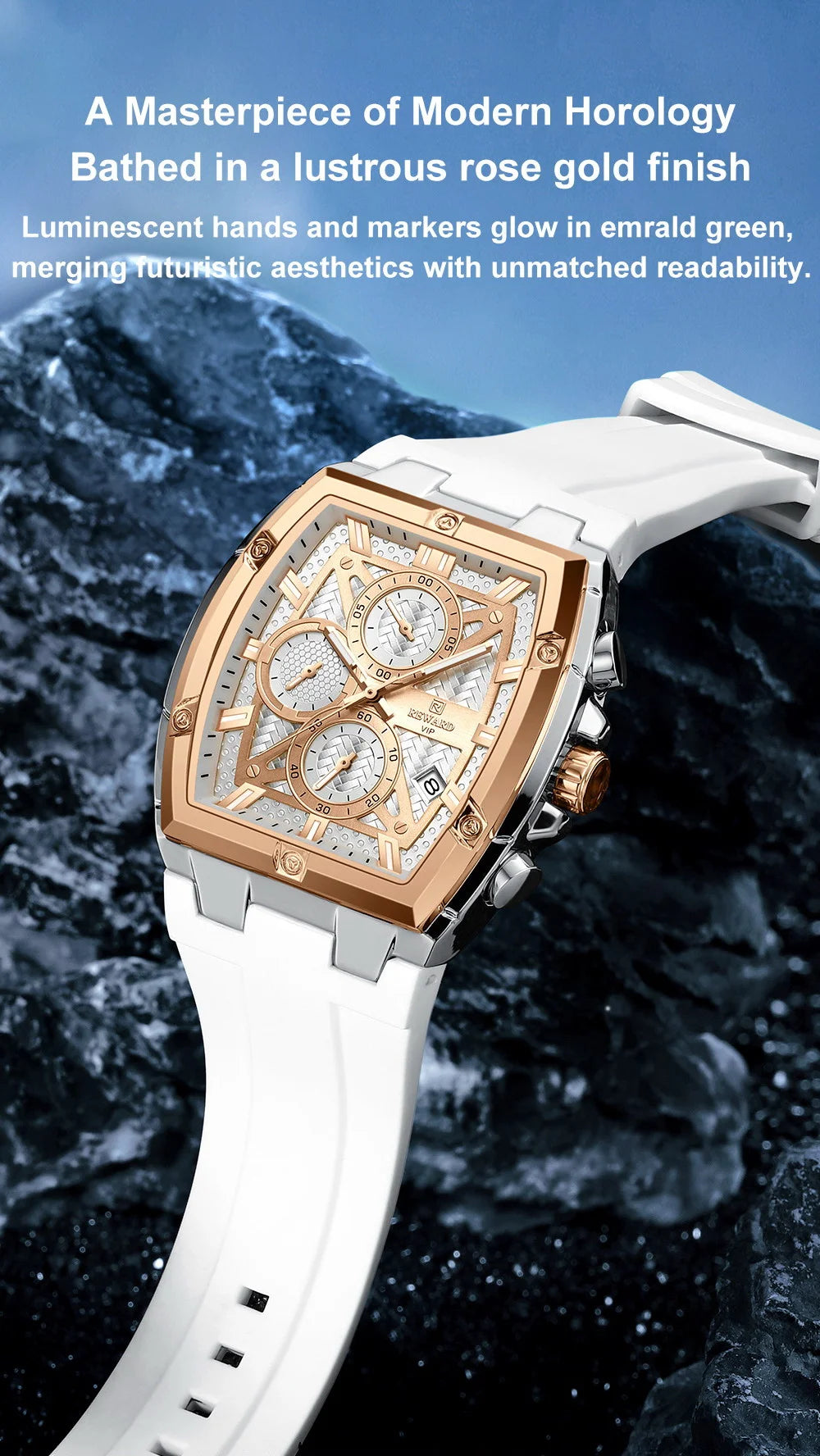 REWARD Fashion Watch Men Square Top Quality Luxury Alloy Quartz Watches Calendar Rubber Band Male Wrist Watches Factory OEM