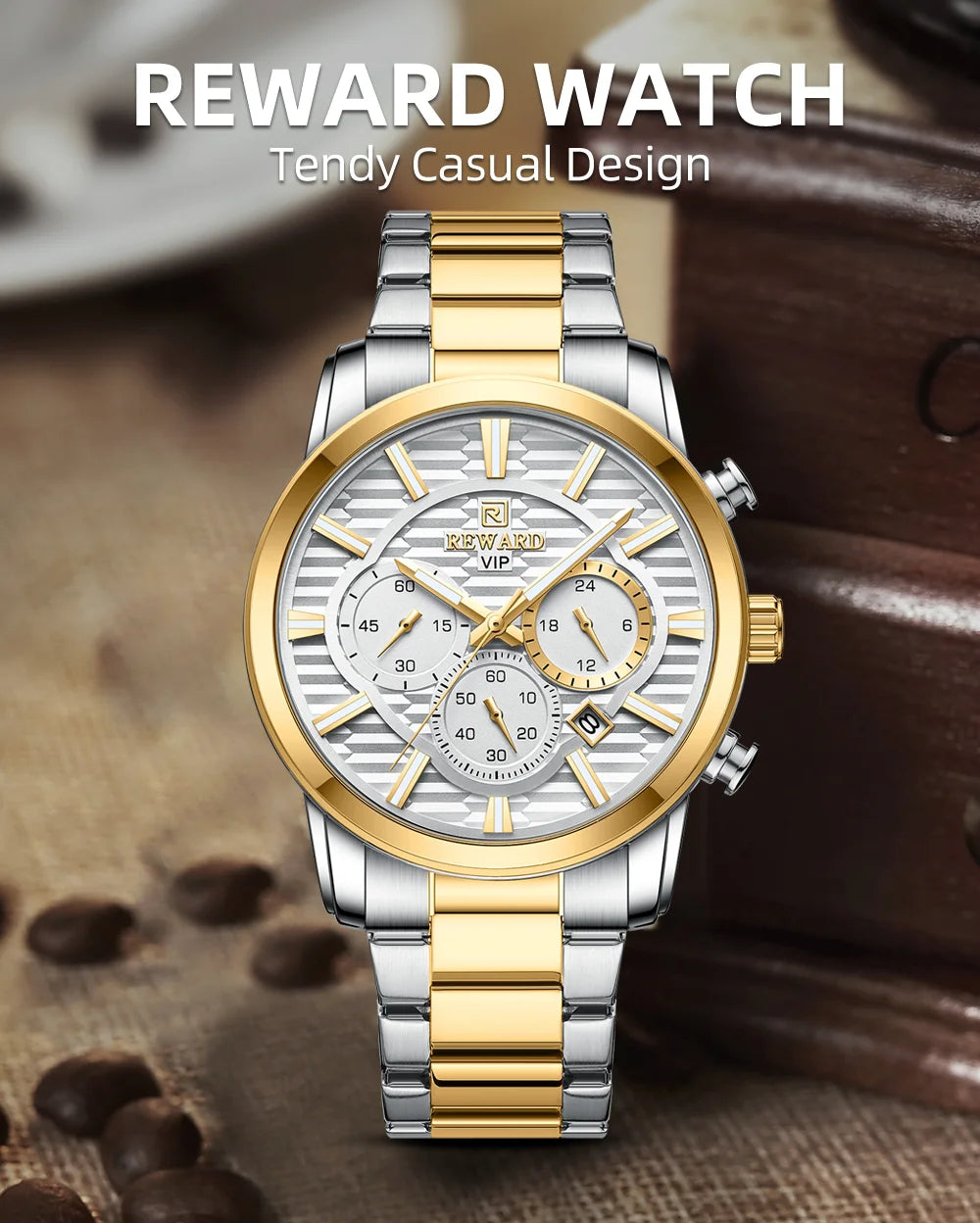 REWARD Fashion Mens Watch Wholesale Price Stainless Steel Waterproof Calendar Wristwatches Male Reloj Reward