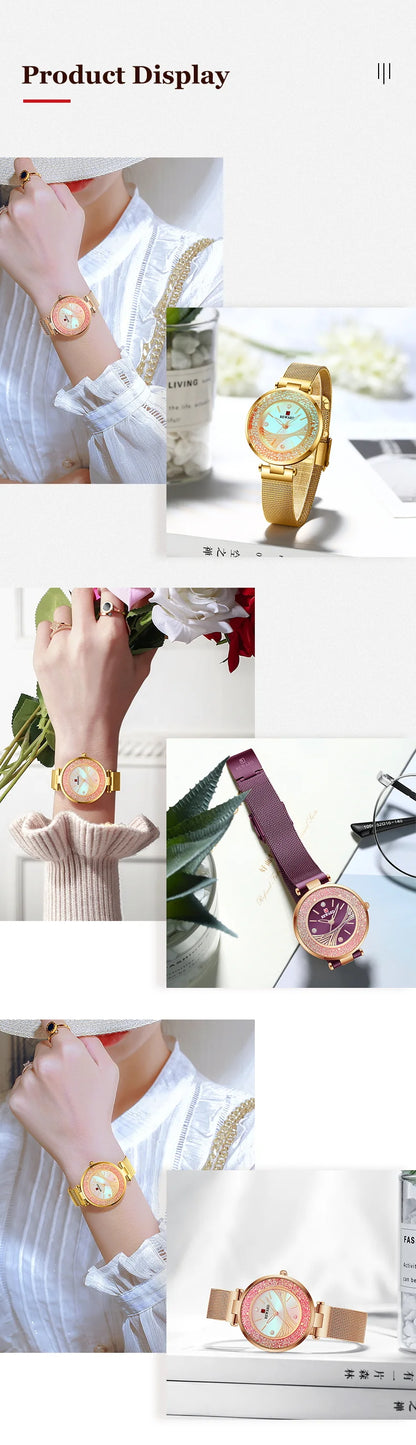 REWARD Ladies Watches Brands Luxury Rhinestone Dial Lady Watch, a stunning timepiece that combines elegance and practicality. With a durable stainless steel band and precision quartz movement, this watch is both fashionable and reliable.