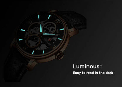 Reward Mechanical Watches Men Oem Luxury Skeleton Leather Band Mens Automatic Watch RD33001M